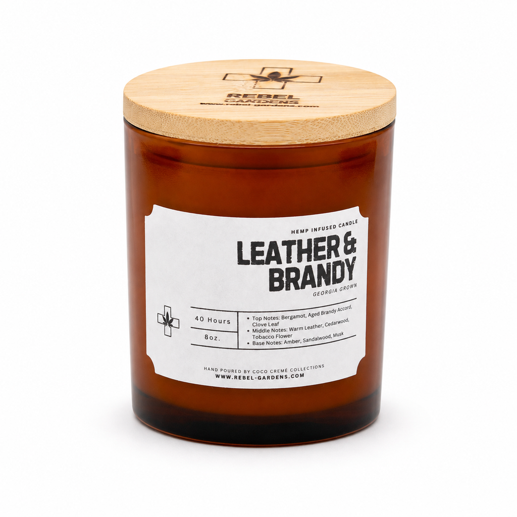 Leather & Brandy Hemp Candle 8oz