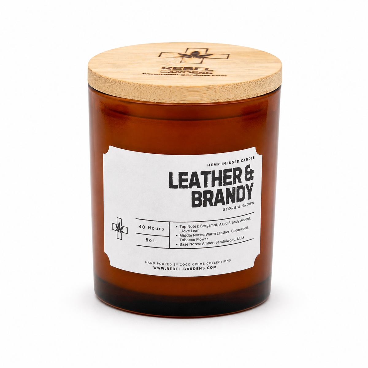 Leather & Brandy Hemp Candle 8oz