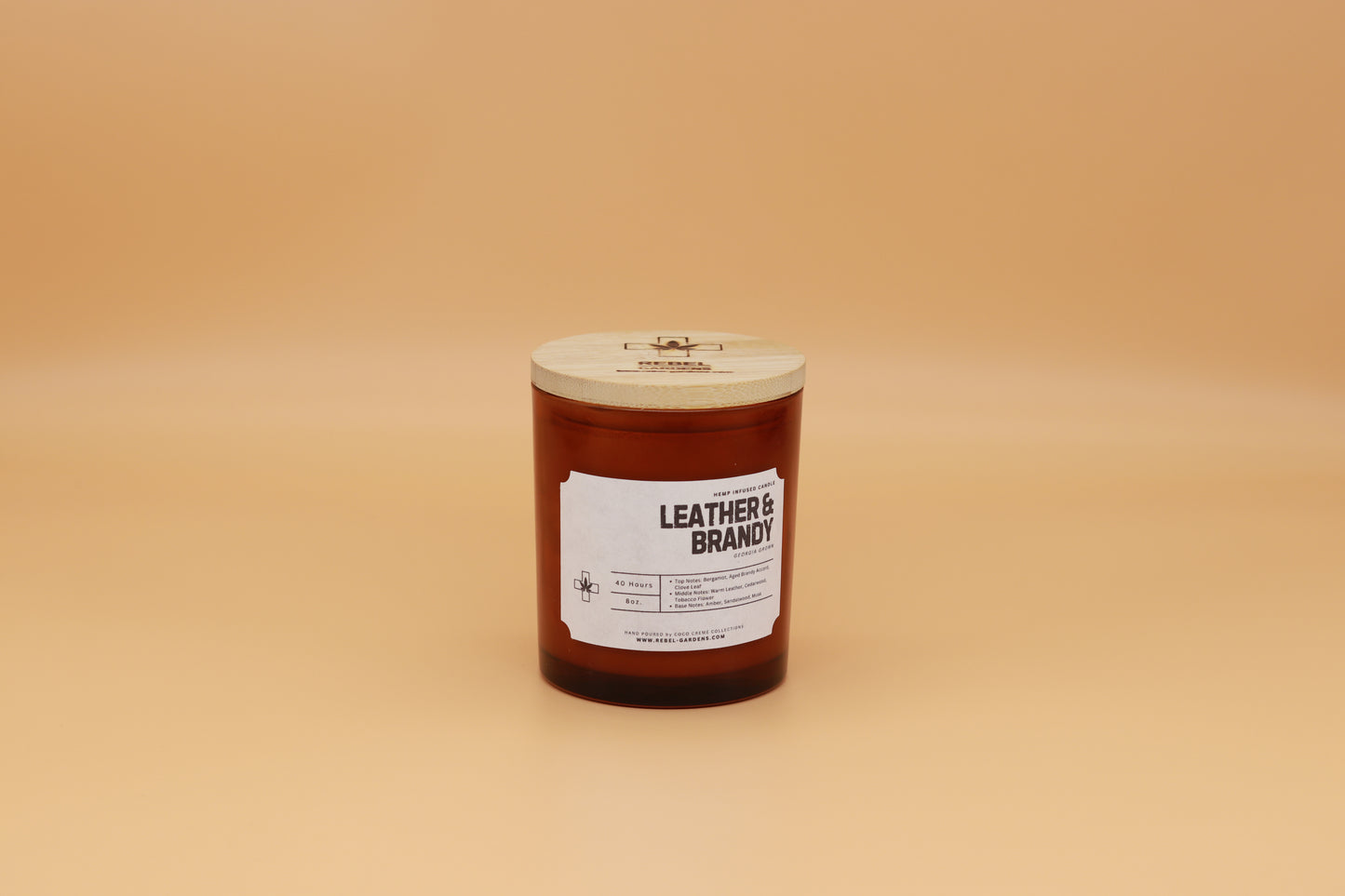 Leather & Brandy Hemp Candle 8oz