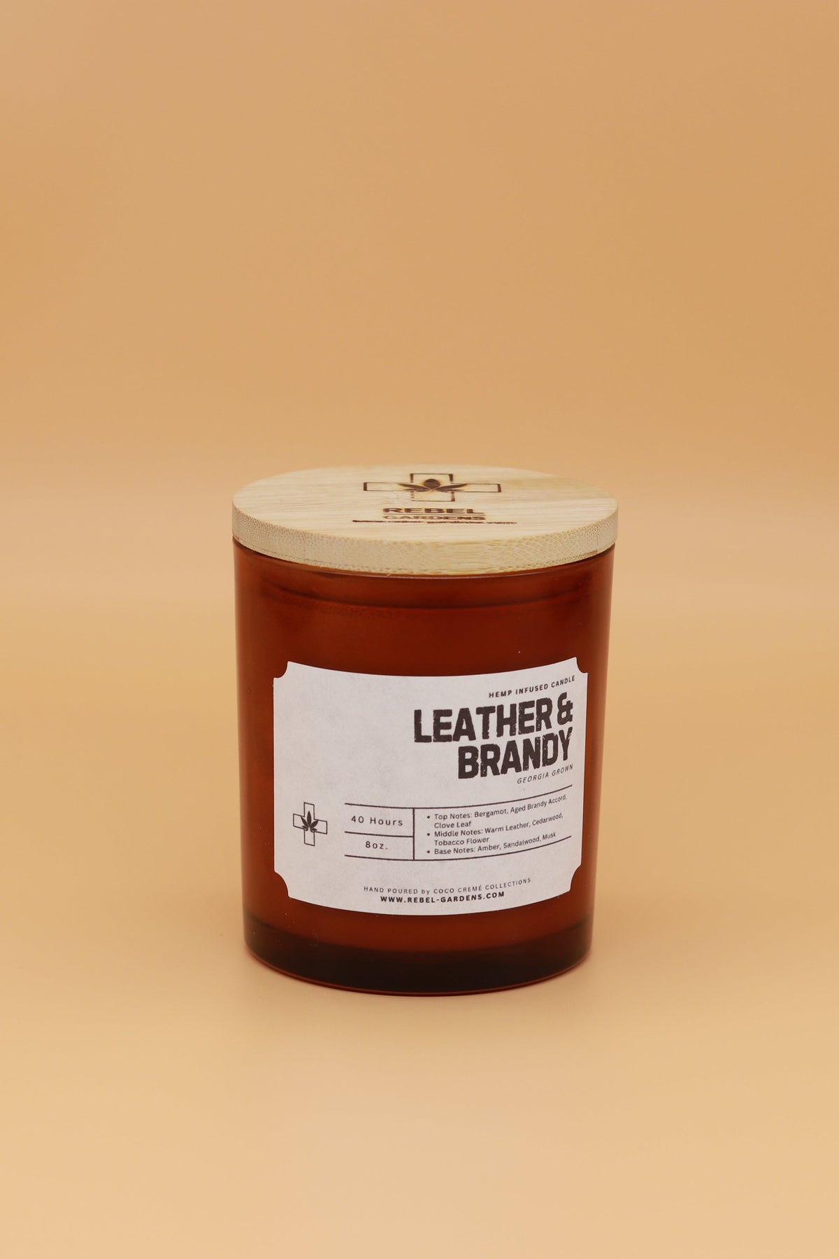 Leather & Brandy Hemp Candle 8oz