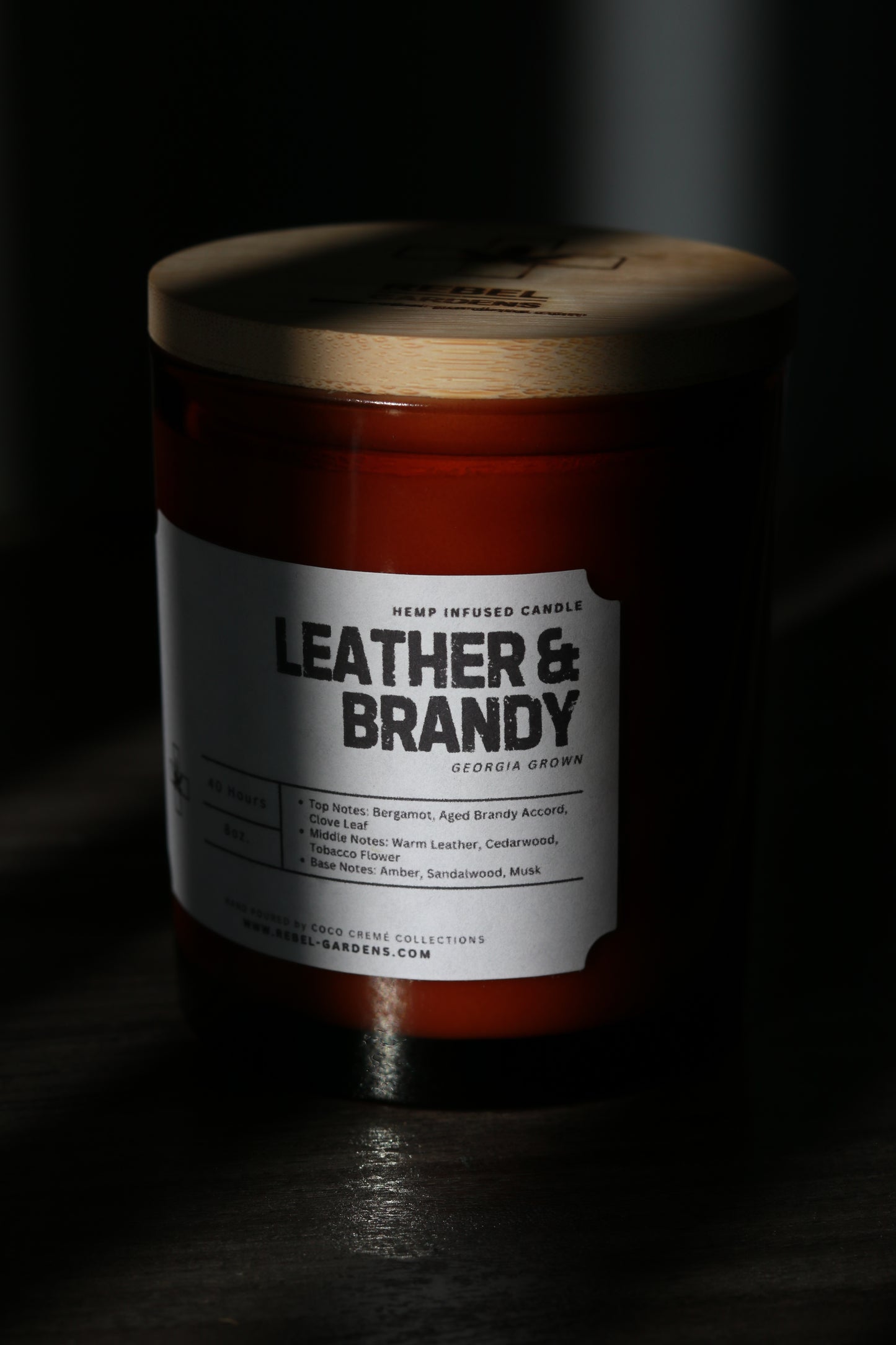 Leather & Brandy Hemp Candle 8oz